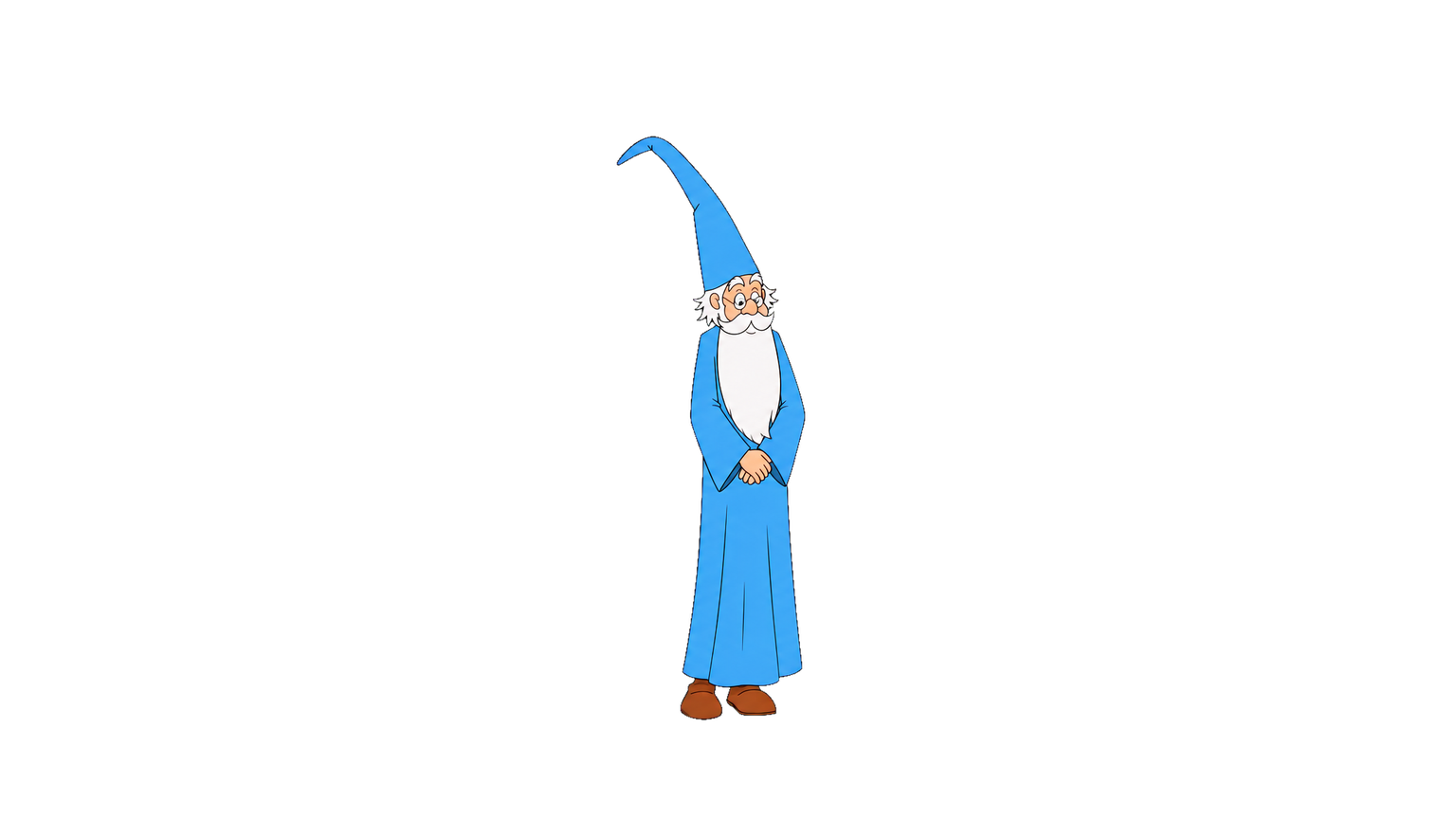 Merlin stands on a subway grate, robe down.